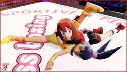 2girls ass iris_(pokemon) may_(pokemon) pokemon wrestling yuri 