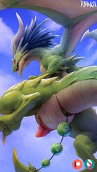  2021 9:16 anal_beads animal_genitalia anus ass big_butt bodily_fluids claws cygames day detailed_background digital_media_(artwork) dragalia_lost dragon dripping feral genital_fluids genital_slit genitals green_body green_scales half-erect hi_res horizontal_slit knot low-angle_view male male_only membrane_(anatomy) membranous_wings midgardsormr nawka nintendo open_mouth outside penetration penis precum red_eyes scales scalie sex_toy shaded sharp_teeth sky slit solo teeth toe_claws tongue video_games wings worm&#039;s-eye_view 