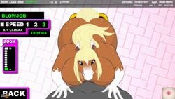  1boy 1boy1girl 1girls animated anne_(hth) anthro anthro_on_anthro between_breasts big_breasts blonde_hair breasts brown_fur crowchild eyeshadow faceless faceless_male fellatio female fur furry gif hair high_tail_hall hooves horse horse_ears horse_girl hth_studios huge_breasts kneeling large_breasts male_pov mammal mature mature_female mature_male mature_woman nipples offscreen_character offscreen_male on_knees oral outercourse paizuri pool pov straight voluptuous waist watermark wide_hips 