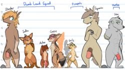  2020 amputee anthro auden_(zhan) balls bandage big_balls big_penis biped black_body black_fur blue_eyes breast_size_difference breasts brown_body brown_fur canid canine canis cassie_(zhanbow) chart cheek_tuft disability english_text equid equine facial_tuft felid feline felis female fingers fox fur genitals gloves_(marking) green_eyes grey_body grey_fur group head_tuft height_chart hi_res highlights_(coloring) hooved_fingers horse huge_cock jackal jodia_(zhan) lagomorph leg_markings leporid looking_at_another male mammal markings missing_arm nipples nude open_mouth open_smile penis pink_penis pizzacat_(zhan) pizzacolt_(zhan) pussy rabbit sand_cat size_difference smile socks_(marking) stan_(zhan) standing text tuft wolf zander_(zhan) zhan zhanbow 