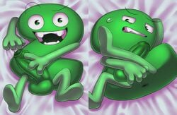  2021 4_fingers algebralien alien animate_inanimate anus balls battle_for_dream_island bodily_fluids dakimakura_design erection fingers foreskin genital_fluids genitals glans green_anus green_balls green_body green_eyes green_glans green_penis hi_res holding_penis humanoid_genitalia humanoid_penis looking_at_viewer lying male nude number object_shows on_back open_mouth open_smile partially_retracted_foreskin penis picaipii precum smile solo sweat teeth text_porn two_(tpot) 