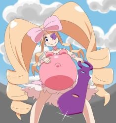  1girls belly big_belly blonde_hair breasts cleavage female fetal_movement hand_on_belly harime_nui kill_la_kill malkarmaze pregnant twintails 