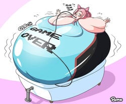 bathtub belle_delphine belly_inflation body_inflation close_to_bursting drinking hose hose_inflation hyper hyper_inflation inflation ready_to_pop spherical_inflation tight_clothing water_inflation