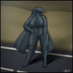  1:1 absurd_res aeromorph affront aircraft animate_inanimate big_breasts black_border blue_body border breasts drone female hi_res humanoid living_aircraft living_machine living_vehicle machine pose presenting solo thick_thighs vehicle 
