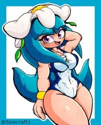 4kids_entertainment alien alien_girl alien_humanoid big_breasts blue_hair breasts female galaxina_the_seedrian plant_girl plant_humanoid purple_eyes sawcraft1 sega solo sonic_(series) sonic_the_hedgehog_(series) sonic_x swimsuit thick_thighs tms_entertainment whistle 