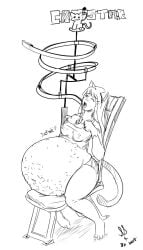  belly_expansion bloated bloated_belly bloated_stomach bloated_tummy catgirl_costume coin eating_coins food_inflation supersquiggles 