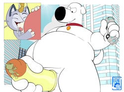  alolan_meowth anthro bodily_fluids brian_griffin canid canine canis collar condom cum cum_in_mouth cum_inside digital_media_(artwork) domestic_dog family_guy genital_fluids genitals giantboonehusky_(artist) hi_res humanoid_genitalia humanoid_penis macro male male/male male_focus male_only mammal meowth micro nintendo outside penis pok&eacute;mon_(species) pokemon regional_form_(pok&eacute;mon) rubber sexual_barrier_device trapped video_games 