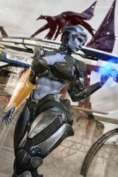  3d abs apone3d asari athletic_female big_breasts blue_skin busty female liara_t&#039;soni mass_effect solo thick_thighs wide_hips 