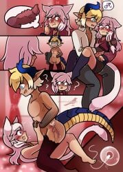  animal_genitalia barbed_penis blonde_hair blue_body blue_eyes blue_scales blush blush_lines bodily_fluids clothed clothing comic cum cum_inside cuntboy cuntboy/futa cuntboy_on_futa cuntboy_on_top cuntboy_penetrated dickgirl digital_media_(artwork) duo english_text eyewear femboy feminine feminine_cuntboy feminine_intersex futanari futanari_penetrating futanari_penetrating_cuntboy genital_fluids genitals girly glasses hair hi_res horn horned_humanoid humanoid humanoid_pointy_ears impregnation inside internal intersex lucian_heatherholm male male_penetrating monster_girl nude open_mouth ovum partially_clothed penetration penis pink_hair purple_eyes pussy scales sex shriekingmagpie sissy sperm_cell sweat sweatdrop tail text trap twink vaginal vaginal_penetration 