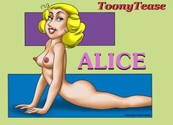  alice_mitchell blonde_hair blue_eyes dennis_the_menace female large_breasts lying nude short_hair solo toonytease 