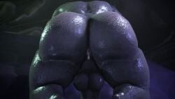  1boy 3d after_sex alien anthro anus ass ass backsack balls big_butt bodily_fluids cheap-wazoo cum_in_ass cum_inside from_behind gay halo halo_(series) humanoid humanoid_genitalia male male_only nude presenting_ass presenting_butt sangheili solo solo_focus sweat 