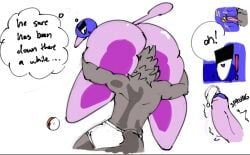  2boys an_person anthro ass_eating big_ass big_butt boxers canine cum english_text face_in_ass foreplay furry gay grey_fur male/male penis pok&eacute;mon_(species) pokeball pokemon pokemon_dppt pokemon_species porygon-z shiny_pokemon simple_background stinkface text thick_thighs thought_bubble throbbing throbbing_penis white_background wolf 