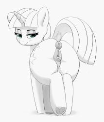  absurd_res animal_genitalia animal_pussy anus ass blush clitoral_winking clitoris cutie_mark dock equid equine equine_pussy female feral friendship_is_magic genitals half-closed_eyes hasbro hi_res hooves horn mammal mature_female mature_feral monochrome my_little_pony narrowed_eyes pabbley puffy_anus pussy raised_tail smile solo twilight_velvet_(mlp) underhoof unicorn 
