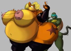  activision anthro bandicoot big_breasts breasts clothing coco_bandicoot crash_(series) crash_bandicoot_(series) crossover duo female female/female legwear mammal marsupial nipple_chain nipple_piercing nipples obese obese_anthro overweight overweight_anthro piercing reptile rubber scalie shinysteel teenage_mutant_ninja_turtles thick_thighs thigh_highs turtle venus_de_milo_(tmnt) video_games weight_gain 