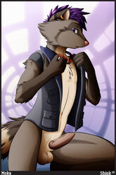  1boy 2010 digital goggles male male_only moka nude raccoon shiuk solo 