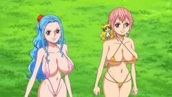  2girls big_breasts female female_only multiple_girls nefertari_vivi nude_filter one_piece rebecca_(one_piece) sling_bikini 