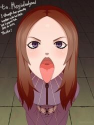  angry animated blue_eyes blush brown_hair bukkake chiaki_tachibana clothed cum cum_eating cum_in_mouth cum_on_face cum_on_hair cum_on_tongue cum_swallow cumshot facial female fully_clothed jyuri_de_oma looking_at_viewer megami_tensei semen semen_in_mouth semen_on_hair shin_megami_tensei shin_megami_tensei_iii:_nocturne skeb_commission 