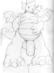  1boy brokenwing chubby claws dragon fat gideon male male_only morbidly_obese nude penis scalie solo uncut wings 