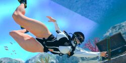 1girls 3d drowning female female_only fully_clothed lara_croft lara_croft_(survivor) scuba scuba_gear solo thick_thighs thunder_thighs tomb_raider underwater willopedia1205