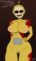  antennae_(anatomy) big_breasts blood breasts fanart female hand_on_hip laa-laa monster_girl monstergirl no_eyes pussy sebastian_enrique_art slendytubbies smile smiling teletubbies undead vagina wide_hips yellow_fur 