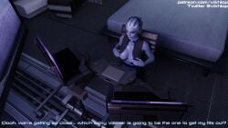  1girls 3d asari big_breasts blender comic_panel english_text headphones liara_t&#039;soni mass_effect omni-tool partially_clothed streamer streaming sweat text vikhlop x-ray 
