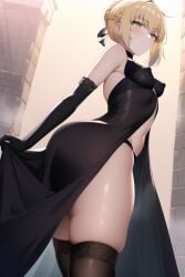  1girls ai_generated artoria_pendragon artoria_pendragon_(alter) ass blonde_hair blush breasts fate/grand_order fate/stay_night fate_(series) female hips huge_ass light-skinned_female light_skin looking_at_viewer nai_diffusion pale-skinned_female pale_skin petite petite_body saber_alter small_breasts stable_diffusion thick_thighs thighs thunder_thighs wide_hips yellow_eyes 