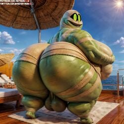  2020s 2023 4k absurd_res absurdres ai_generated ass ass_focus balls belly big_ass big_balls big_belly big_butt big_penis bubble_ass bubble_butt butt_focus chubby chubby_male cloud clouds cruise_ship dat_ass egyptian egyptian_mythology fat fat_ass fat_butt fat_man green_body green_eyes green_skin high_resolution hotel_transylvania huge_ass huge_balls huge_belly huge_butt huge_cock light looking_at_viewer looking_back male male_focus male_only matronai_(artist) monster morbidly_obese morbidly_obese_male mummy mummy_costume murray_the_mummy obese obese_male patreon patreon_username penis pinup plump_ass pose ship sky smile smiling smiling_at_viewer solo solo_male sony_interactive_entertainment stable_diffusion thick_ass thick_hips twitter_username wide_hips wrappings 