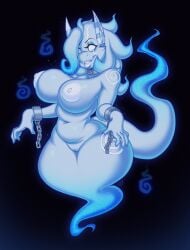  anthro areola belly big_breasts breasts chains claws cuff_(restraint) dax daxzor dragon female floating genitals ghost hi_res huge_hips lips navel nipples puffy_areola pussy restraints sharp_teeth solo spirit teeth thick_thighs white_body wide_hips 