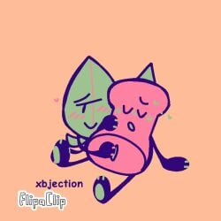  animated battle_for_dream_island blush female female_only heart leaf leafy_(bfdi) object_shows ooze pin pin_(bfdi) pussy pussy_rubbing rubbing_pussy sweat xbjection yuri 