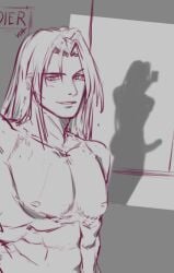  1boy erect_penis erection final_fantasy final_fantasy_vii final_fantasy_vii_remake long_hair male male_only nude nude_male nudes phone selfie sephiroth shadow solo taking_picture taking_selfie voaleine 