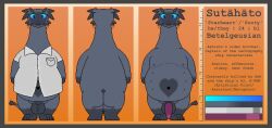  alien anthro belly_nipples betelgeusian cosmoscenti felid feline hi_res male male_only mammal model_sheet moobs slightly_chubby solo space_dandy sutahato_(cosmoscenti) 