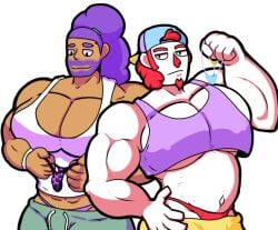  admiring bara clown clown_boy dark-skinned_male draconicprince_(artist) looking_at_viewer muscle musclegut scratchin_melodii skimpy_clothes synthz_mcwave tagme thong yaoi 