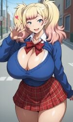  1girls ai_generated big_breasts big_thighs breasts busty cleavage female huge_breasts huge_thighs jk_bitch_ni_shiboraretai large_breasts large_thighs milkersenjoyer school_uniform schoolgirl thick_thighs thighs twintails voluptuous yariko 