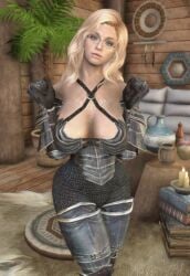  3d armor big_ass big_breasts bikini_armor blonde_hair blue_eyes bodysuit dat_ass dommy_mommy elf_orc_lunaire glasses huge_ass huge_breasts large_ass large_breasts rebecca_(original_character) seductive shaking skyrim tagme the_elder_scrolls tight_clothing 