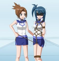  2d 2girls alyssa_(yu-gi-oh!_duel_links) arms_tied_behind_back blindfold blindfolded blush bondage bound bound_arms crotch_rope crotch_rope_pull dominant_female female female_only femdom femsub griever3610 kylie_(yu-gi-oh!_duel_links) long_hair multiple_girls rope rope_bondage rope_pull shaking shibari_over_clothes shivering short_hair submissive_female tied_up yu-gi-oh! yu-gi-oh!_duel_links yu-gi-oh!_gx yuri 