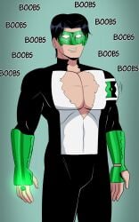  breast_expansion dc_comics exposed_breasts green_lantern hypnosis kyle_rayner male male_only polmanning 