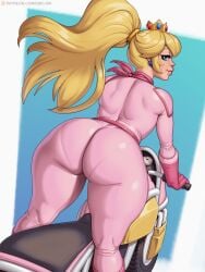  1girls artist_name ass big_ass big_butt big_thighs blonde_hair blue_eyes bodysuit butt crown dat_ass earrings ebelisk female female_only from_behind ground_vehicle huge_ass legs light-skinned_female light_skin lips lipstick long_hair looking_at_viewer looking_back looking_back_at_viewer mario_(series) motor_vehicle motorcycle nintendo pink_bodysuit pink_lips pink_lipstick pink_suit ponytail princess princess_peach racing_suit seductive_smile sensual smile solo super_mario_bros._(2023_film) thick thick_ass thick_butt thick_hips thick_thighs thighs tied_hair tight_bodysuit tight_clothing voluptuous wide_hips 