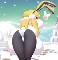  ass behind_view bunny_ears bunny_girl bunny_tail bunnysuit disgaea disgaea_5 kuroonehalf large_ass looking_at_viewer looking_back nippon_ichi_software thick_thighs thighs usalia_(disgaea) 