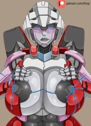  1girls alien alien_girl arcee arcee_(rotb) autobot big_breasts blue_eyes erect_nipples female female_focus female_only high_resolution highres humanoid lactating lactation large_breasts looking_at_viewer nipples presenting_breasts robot_girl solo solo_female solo_focus transformers transformers_rise_of_the_beasts ttrop unusual_lactation white_body 