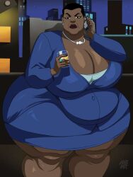 1girls adultart_(artist) amanda_waller angry ass bbw belly big_ass big_belly big_breasts big_butt black_hair breasts chubby chubby_female dark-skinned_female dark_skin dc dc_comics dress fat fat_ass female female_only huge_ass huge_breasts huge_butt hyper_ass hyper_butt justice_league_unlimited large_ass large_breasts lipstick looking_at_viewer nipples nude nude_female obese obese_female overweight overweight_female phone pout solo solo_female ssbbw thick_ass thick_thighs wide_hips 