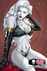 1girls chaos_comics coffin_comics death_(personification) elias_chatzoudis female_focus gloves grim_reaper hi_res lady_death latex_gloves lingerie long_hair looking_at_viewer queen_of_the_dead seductive seductive_look solo_female solo_focus voluptuous voluptuous_female white_body white_hair 