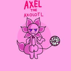 axolotl bad_art original_character pink_background purple_eyes simple_background sperm_cell tagme testicle_x-ray