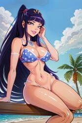  ai_generated beach bikini cleft_of_venus crotchless_panties huge_breasts looking_at_viewer musa_(winx_club) pussy, rainbow_(animation_studio) winx_club 