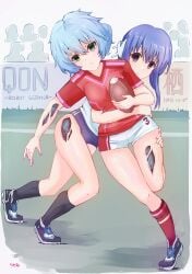  blue_eyes blue_hair dead_eyes extreme_hearts futuristic_shoes green_eyes ilfa_(to_heart) mechabare rasen_manga robot_ears robot_girl robot_humanoid robotic_arms robotic_legs robotic_reveal rugby rugby_uniform scratches short_hair soulless_eyes spots to_heart_(series) to_heart_2 to_heart_2_another_days 