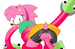  1girls amy_rose ass bike_shorts captured classic_amy_rose clothed_sex clothing defeated double_penetration female furry gooeydino interspecies lewderthanblue looking_back open_mouth oral penetration pink_tentacles pussy rape restrained sonic_(series) sonic_superstars sonic_the_hedgehog_(series) spread_legs tentacle tentacle_rape tentacle_sex torn_bike_shorts torn_clothes vaginal_penetration worried 