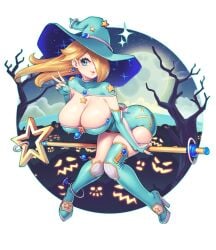 alternate_breast_size big_ass big_breasts blonde_hair blue_eyes boob_window breasts cleavage female female_only high_heels huge_breasts light-skinned_female mario_(series) nintendo nipples_visible_through_clothing no_bra princess_rosalina solo super_mario_galaxy supersatanson 