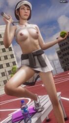  asian_female embarrassed exposed_breasts exposed_pussy like_a_dragon_(series) pubic_hair ryuu_ga_gotoku saeko_mukouda sarahh03 tennis_uniform 