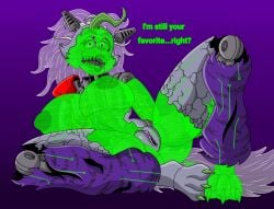 1girls 2d 2d_(artwork) 2d_artwork animatronic anthro areola big_breasts breasts canid canine canis cheek_tuft claws clothing dialogue exposed_endoskeleton eyelashes facial_tuft female female_only five_nights_at_freddy&#039;s five_nights_at_freddy&#039;s:_security_breach fnaf genitals green_areola green_claws green_hair green_nipples grey_body hi_res hologram huge_breasts legwear lipstick looking_at_viewer machine makeup mammal navel nipples open_mouth pattern_clothing pattern_legwear purple_background purple_clothing purple_legwear pussy ravage41 robot roxanne_wolf_(fnaf) ruined_roxanne_wolf scottgames security_breach:_ruin sharp_teeth shoulder_pads simple_background solo spread_legs spreading steel_wool_studios striped_clothing striped_legwear stripes talking_to_viewer teeth text thick_thighs tuft white_hair wide_hips wolf