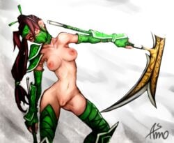  1girls akali akali_jhomen_tethi asmo brown_eyes brown_hair brown_hair_female female female_focus female_only league_of_legends nearly_naked nearly_nude posing posing_with_weapon riot_games skimpy_clothes skimpy_costume skimpy_dress skimpy_outfit solo_female solo_focus visible_nipples visible_pussy 