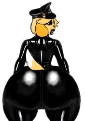  absurd_res animal_crossing anthro ass bdsm_gear big_butt black_leather black_lipstick black_skinsuit camel_toe canid canine canis chains clothing dog domestic_dog dominant dominant_female eye_bags eyewear female floppy_ears frown genitals hat headgear headwear hi_res huge_butt isabelle_(animal_crossing) jojispoon88 latex latex_clothing lipstick lock looking_back makeup nintendo pussy scowl shih_tzu short_hair short_stack showing_teeth skinsuit solo sunglasses tail thick_thighs threatening tight_clothing tight_suit wide_hips 